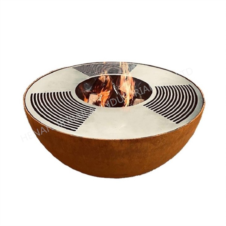 Round BBQ Metal Firepit Bowl
