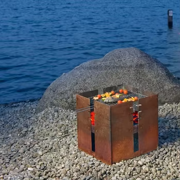 Cuboid Fire Pit Grill